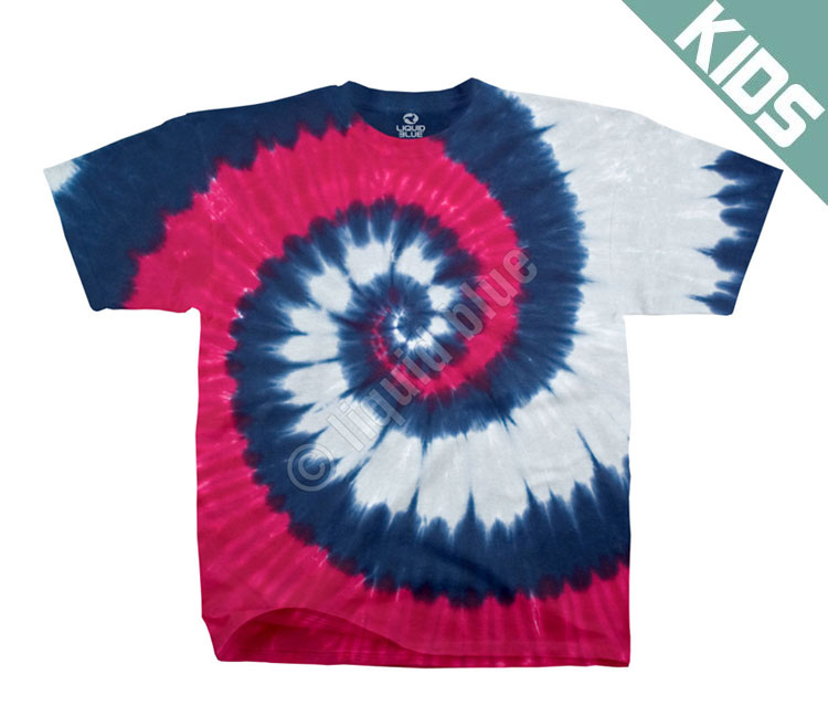 Детская футболка Liquid Blue - Patriotic Spiral Youth Unprinted Tie-Dye T-Shirt