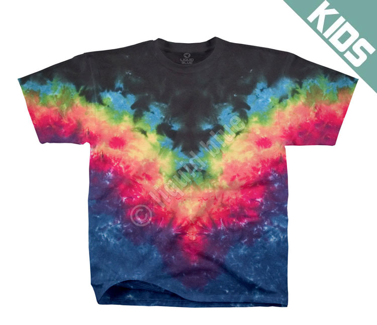Детская футболка Liquid Blue - Symmetrical Rainbow Youth Unprinted Tie-Dye T-Shirt
