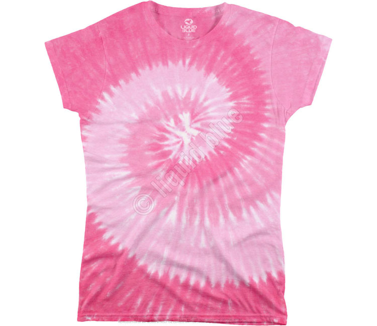 Футболка Liquid Blue - Pink Spiral Unprinted Juniors Long Length Tie-Dye T-Shirt