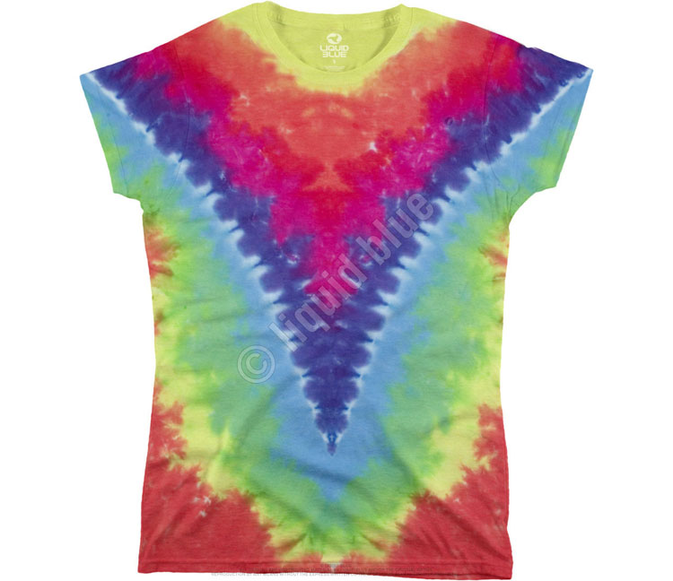 Футболка Liquid Blue - Rainbow V Unprinted Juniors Long Length Tie-Dye T-Shirt