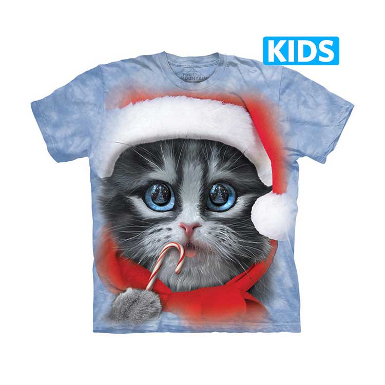 The Mountain - Big Face Xmas Kitty Kids T-Shirt