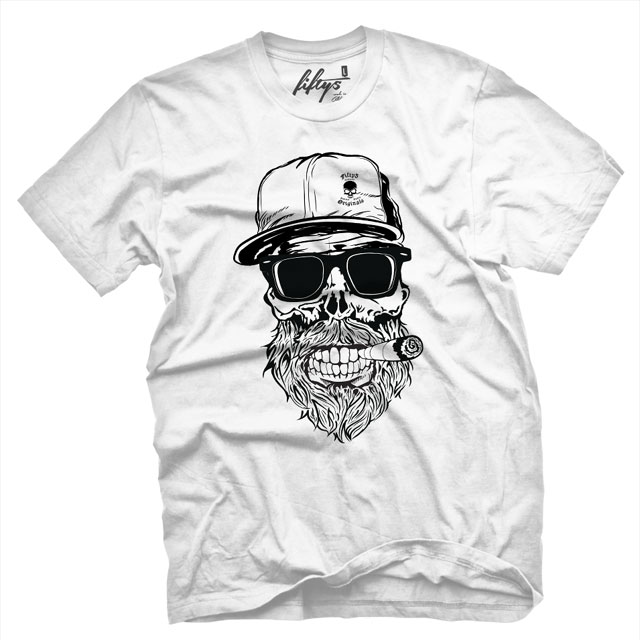 Fifty5 Clothing - Originals Hipster Skull Men's T Shirt - White