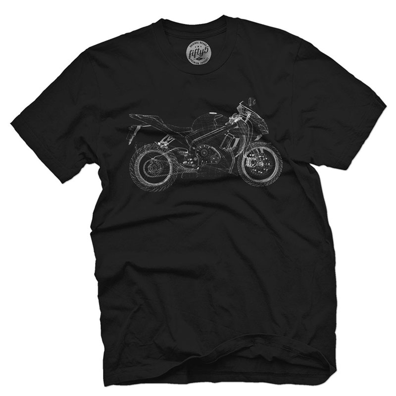 Fifty5 Clothing - Wireframe Motorcycle Men's T Shirt - Black