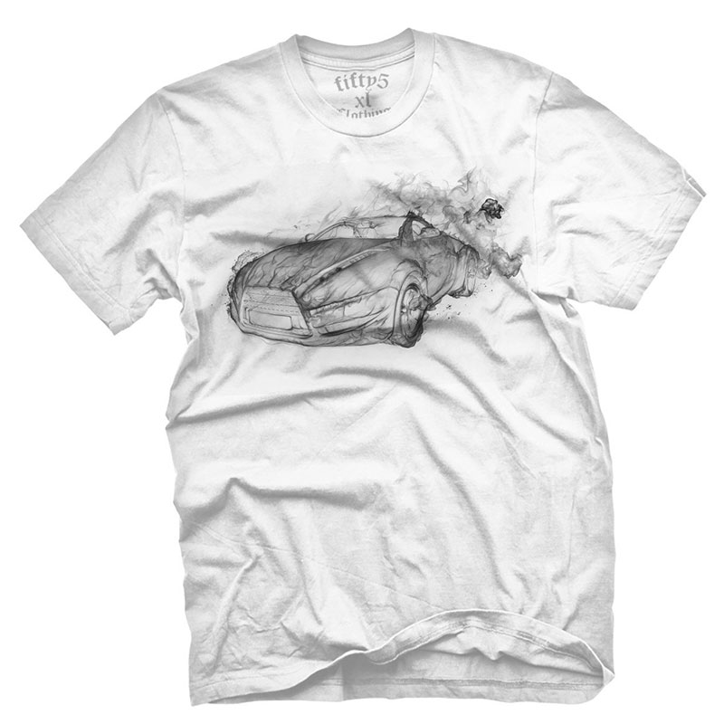 Fifty5 Clothing - Smokin Super Car Men's T Shirt - White