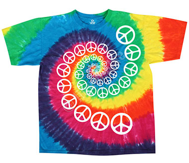 Футболка Liquid Blue - Rainbow Spiral Peace Tie-Dye T-Shirt
