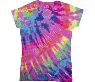 Футболка Liquid Blue - Rainbow Nebula Unprinted Juniors Long Length Tie-Dye T-Shirt