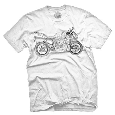 Fifty5 Clothing - Wireframe Motorcycle Men's T Shirt - White