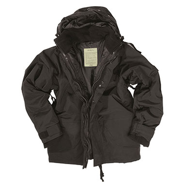 Mil-Tec - Black Wet Weather Jacket with Fleece Liner