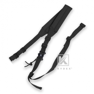 Krydex - MK2 Sniper Sling Lightweight Tactical Wide Padded 2 Point Quick Adjustable Rifle Gun Sling - Black