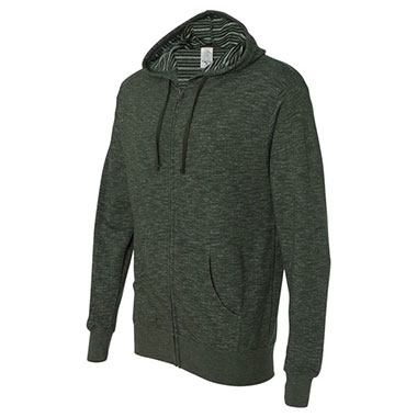 Independent Trading Co. - Baja Stripe French Terry Full-Zip Hood - Verde Bosque